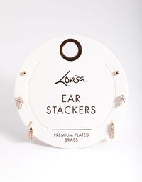 Rose Gold Plated Brass Cubic Zirconia Leaf Earrings 6-Pack - link has visual effect only