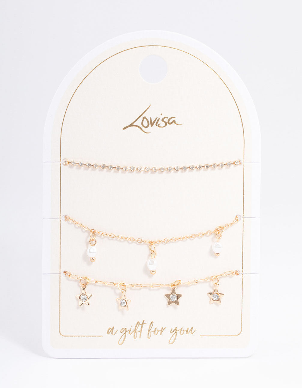 Gold Dainty Pearl & Star Charm Bracelet Pack