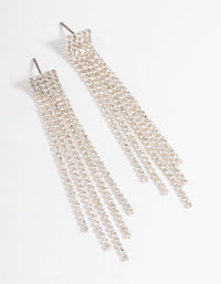 Silver Straight Five Strand Drop Earrings - link has visual effect only