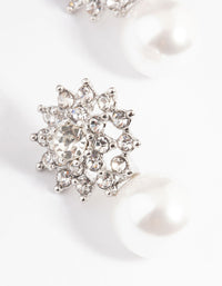 Silver Diamante Swirl Pearl Stud Earrings - link has visual effect only