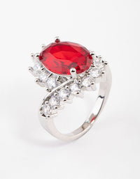 Silver Cubic Zirconia Vintage Red Oval Ring - link has visual effect only