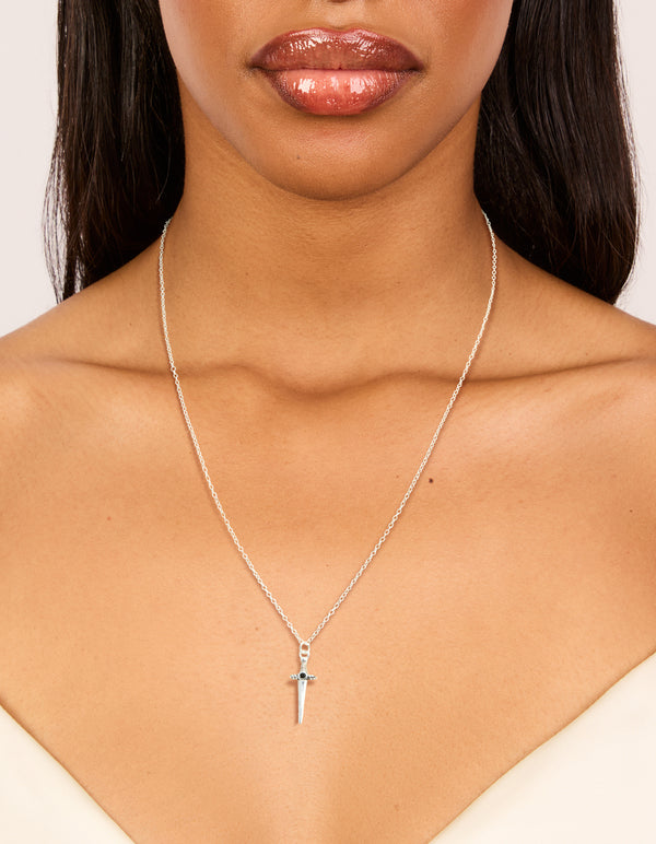 Sterling Silver Dagger Pendant Necklace