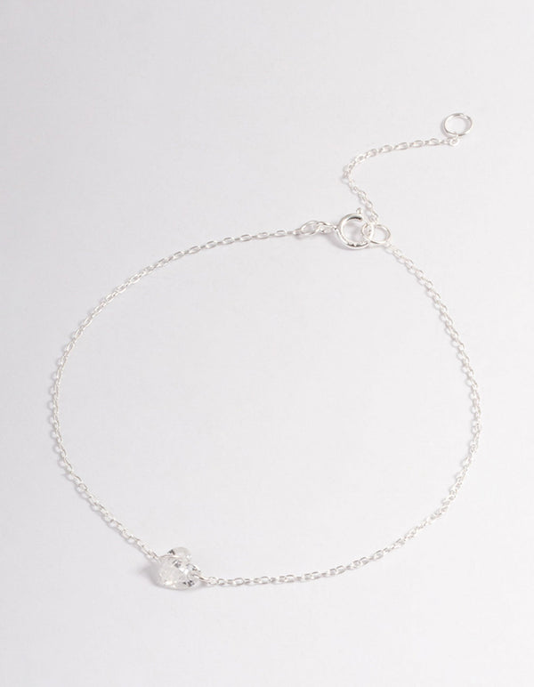 Sterling Silver Floating Heart Bracelet