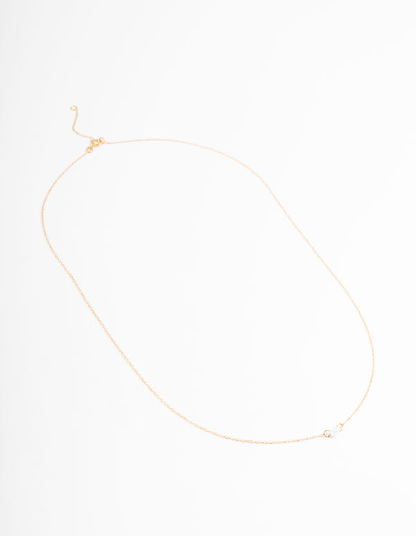 Gold Plated Sterling Silver Cubic Zirconia Floating Heart Necklace