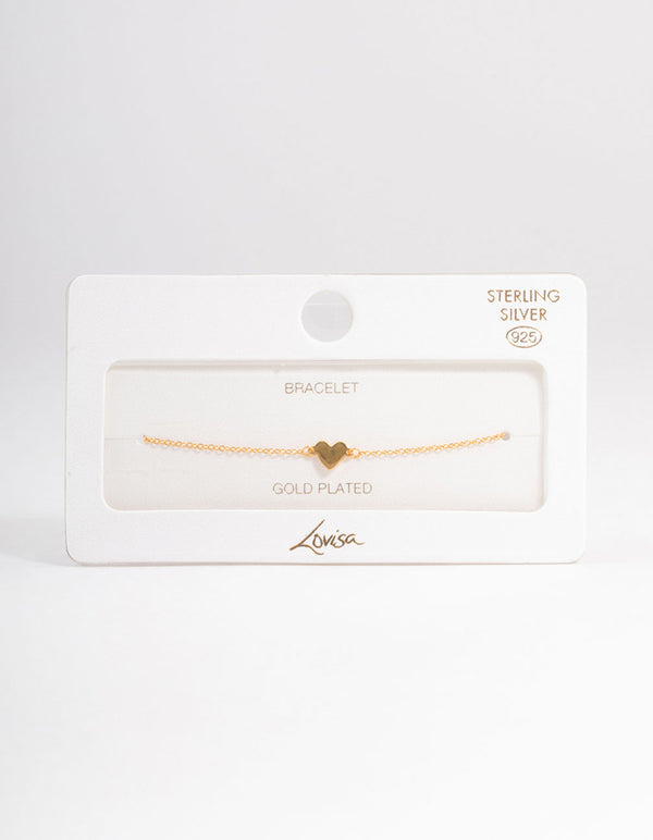 Gold Plated Sterling Silver Smooth Heart Bracelet