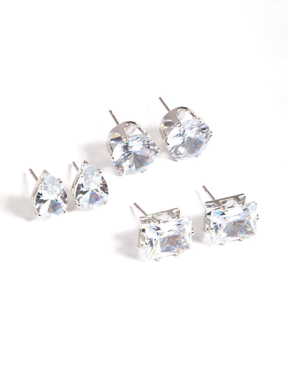 Silver Statement Stud Earrings Pack