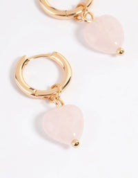 Gold Plated Rose Heart Huggie Earrings - link has visual effect only