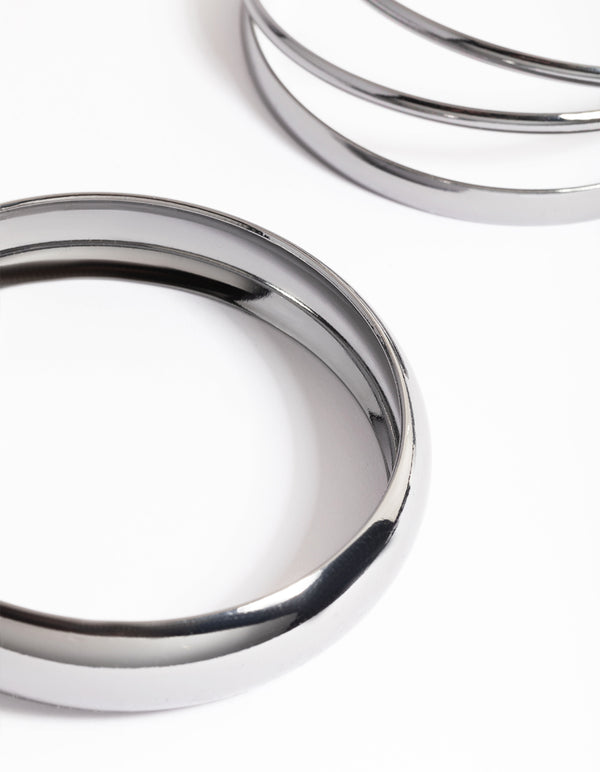 Gunmetal Thick & Thin Bangle 4-Pack