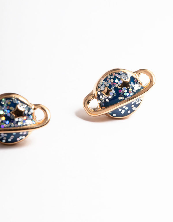 Gold Planet Stud Earrings