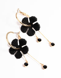 Black Flower Diamante Hoop Earrings - link has visual effect only