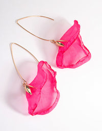 Fuchsia Fabric Flower Drop Earrings - link has visual effect only