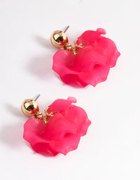Fuchsia Mini Multi Petal Drop Earrings - link has visual effect only