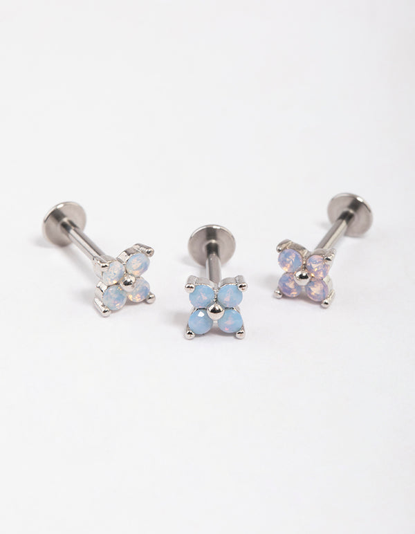 Surgical Steel Flower Flat Back Pack