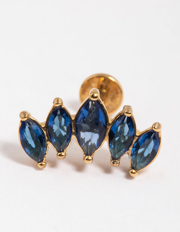 Gold Plated Surgical Steel Single Marquise Flat Back