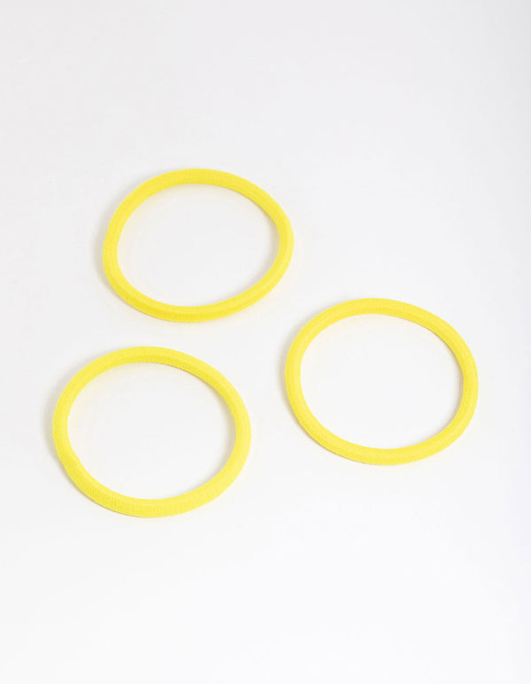 Yellow Fabric Classic Hair Tie Pack