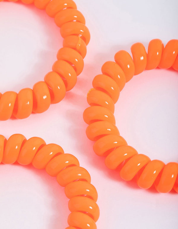 Orange Plastic Large Hair Spiral Pack