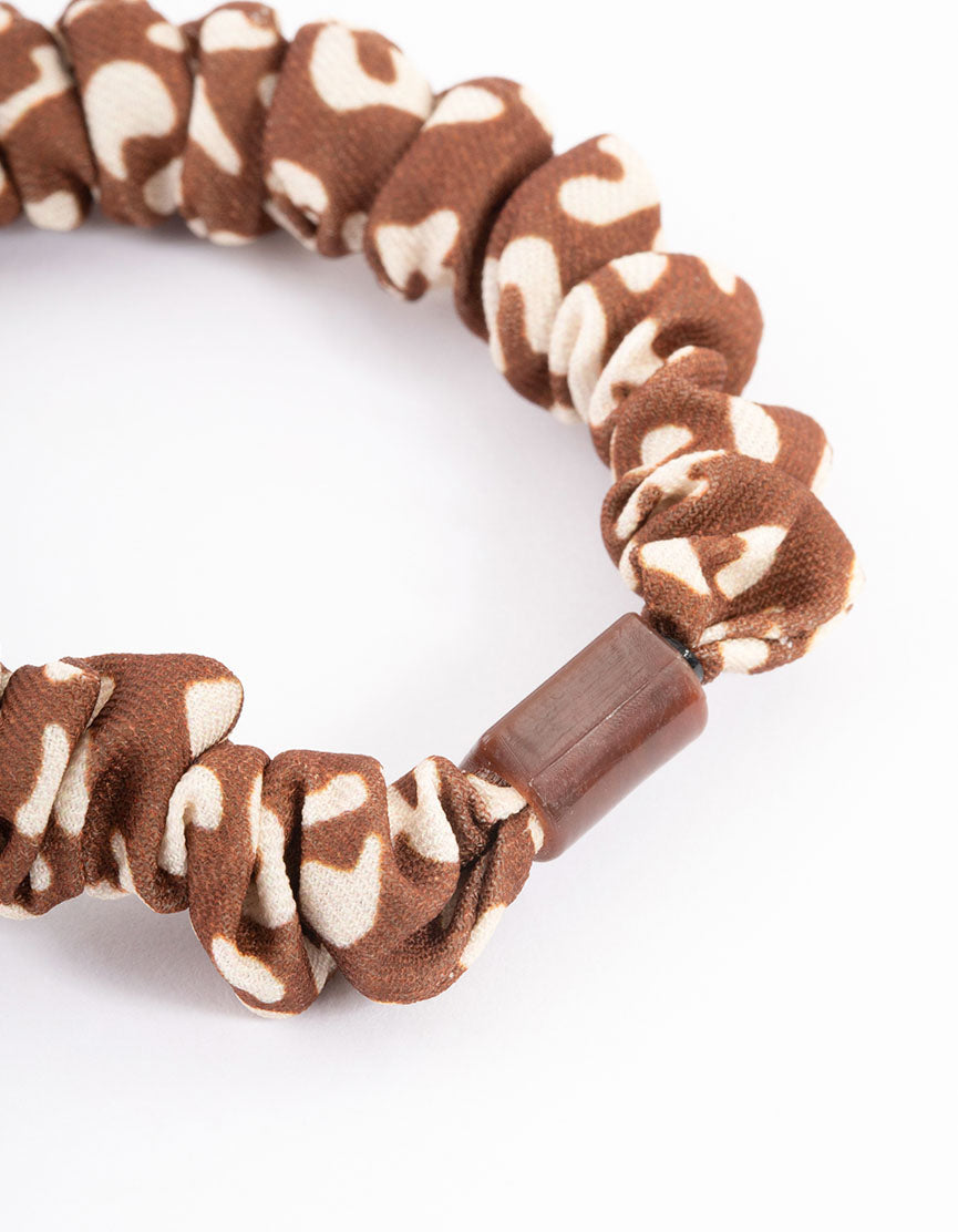 Brown Fabric Clamp Thin Scrunchie