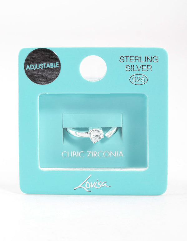 Sterling Silver Cubic Zirconia Heart Wrap Ring