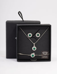 Silver Round Cubic Zirconia Jewellery Set - link has visual effect only