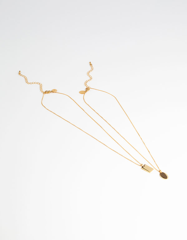 Waterproof Gold Plated Stainless Steel Disc Pendant Necklace Pack