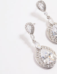 Diamond Simulant Rhodium Detail Pear Drop Earrings - link has visual effect only