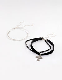 Silver Multi Cross Pearl Choker Pack - link has visual effect only