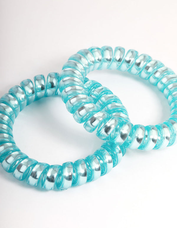 Blue Plastic Hair Spirals Pack
