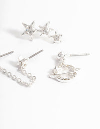 Silver Star Crawler Stack Earrings - link has visual effect only