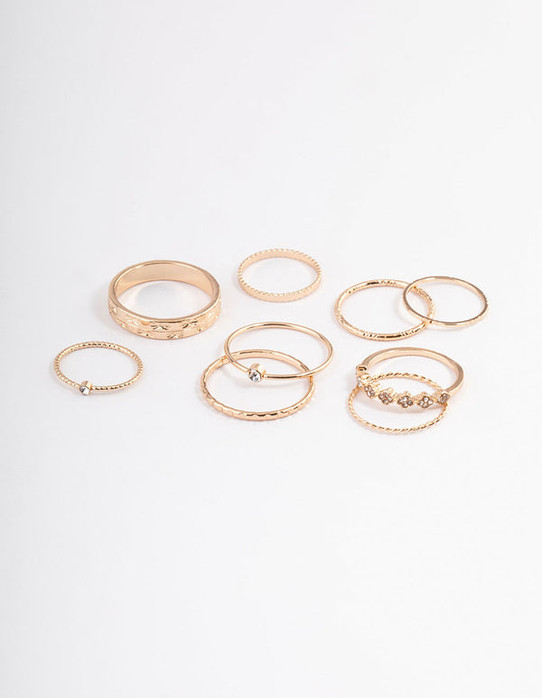Gold Dainty Flower Ring Pack