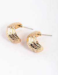 Gold Texture Chubby Huggie Earrings - link has visual effect only