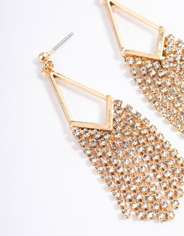 Gold Bling Tassel Dangle Earrings