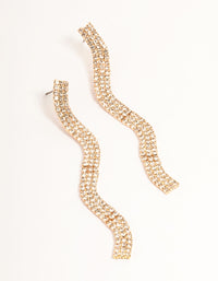 Gold Wavy Bling Drop Earrings - link has visual effect only