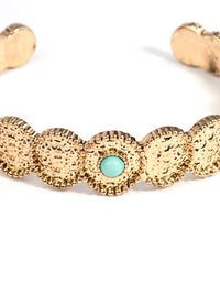 Gold Rounded Turqouise Bangle - link has visual effect only