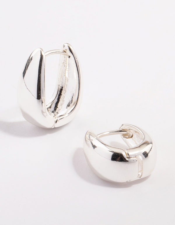 Silver Plated Brass  Boho Taper Hoop Earrings