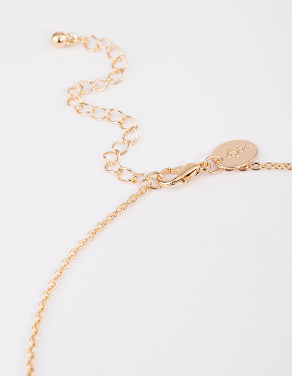 Gold Station Pearl Necklace