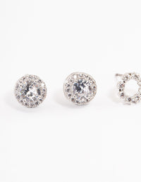 Silver Circle Cubic Zirconia Earrings Pack - link has visual effect only