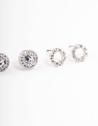 Silver Circle Cubic Zirconia Earrings Pack - link has visual effect only