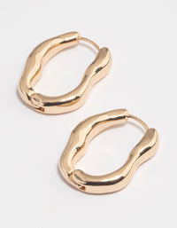 Gold Molten Oval Huggie Earrings - link has visual effect only