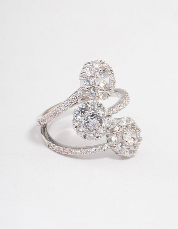 Silver Round Three Tier Ring