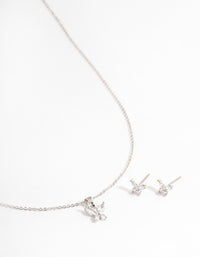 Silver Cubic Zirconia Butterfly Jewellery Set - link has visual effect only