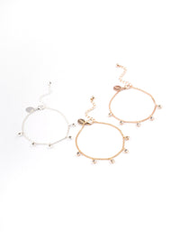 Mixed Metal Diamante Droplet Bracelet Pack - link has visual effect only