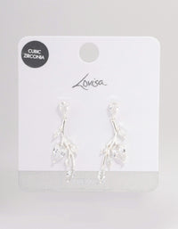 Silver Plated Cubic Zirconia Fern Drop Earrings - link has visual effect only