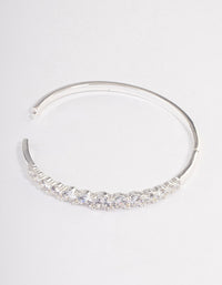 Silver Plated Gradual Cubic Zirconia Bangle - link has visual effect only