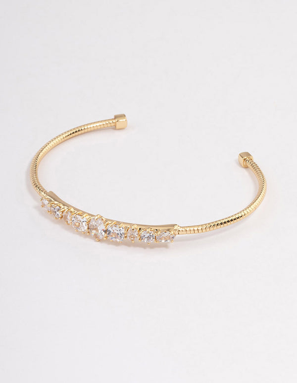 Gold Plated Gradual Cubic Zirconia Wrist Cuff