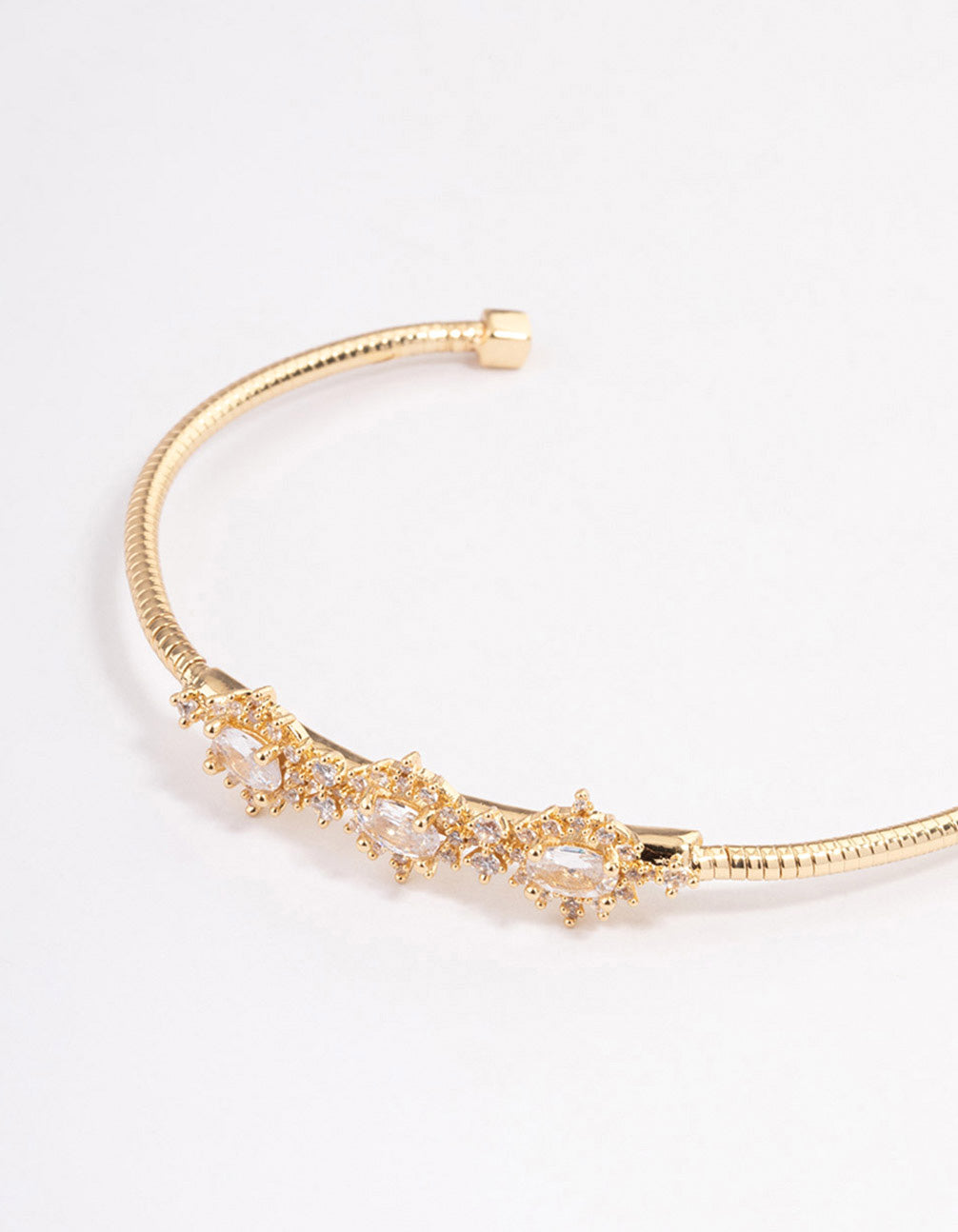 Gold Plated Cubic Zirconia Trio Flower Wrist Cuff