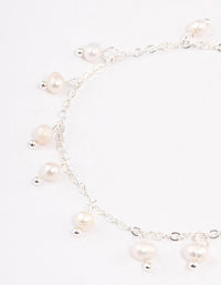 Silver Plated Pearl Droplet Bracelet - link has visual effect only