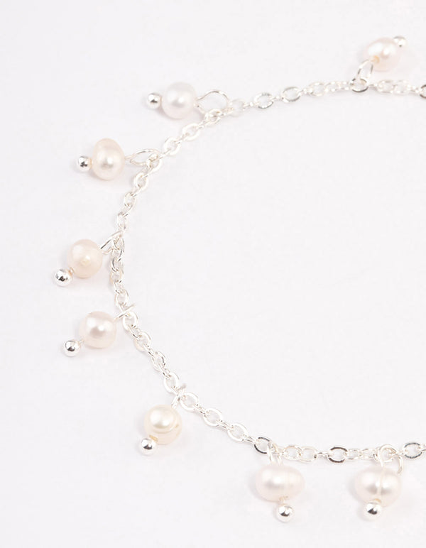 Silver Plated Pearl Droplet Bracelet