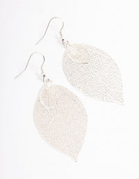 Silver Double Leaf Drop Earrings - link has visual effect only