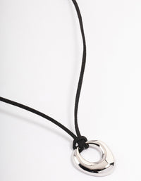 Silver Organic Oval Suede Cord Necklace - link has visual effect only