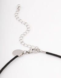 Silver Organic Oval Suede Cord Necklace - link has visual effect only